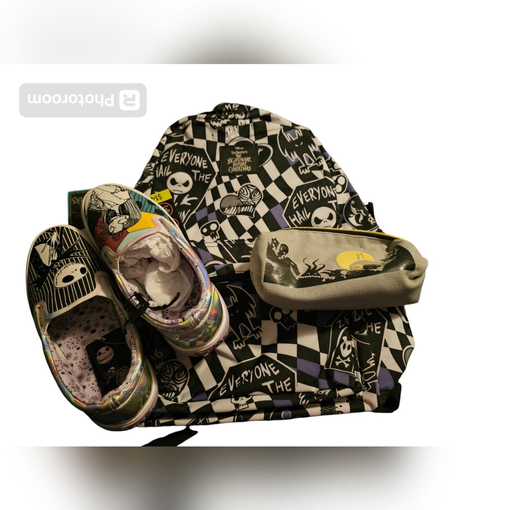 Shoes, bookbag, and pencil pouch